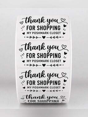 100 Thank You for Shopping My Poshmark Closet Stickers 2x1 Packaging Labels